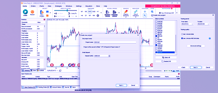 Create a New Project In Forex Tester