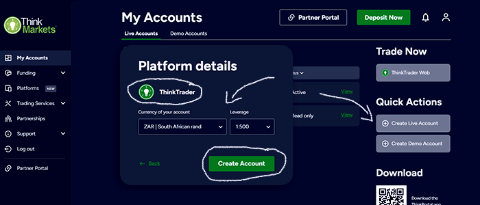 Open A Think Trader Platform Account